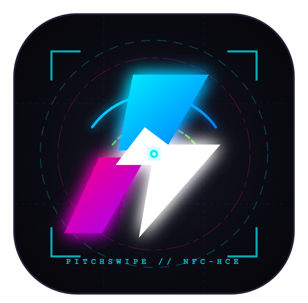 PitchSwipe cyan and magenta lightning emblem